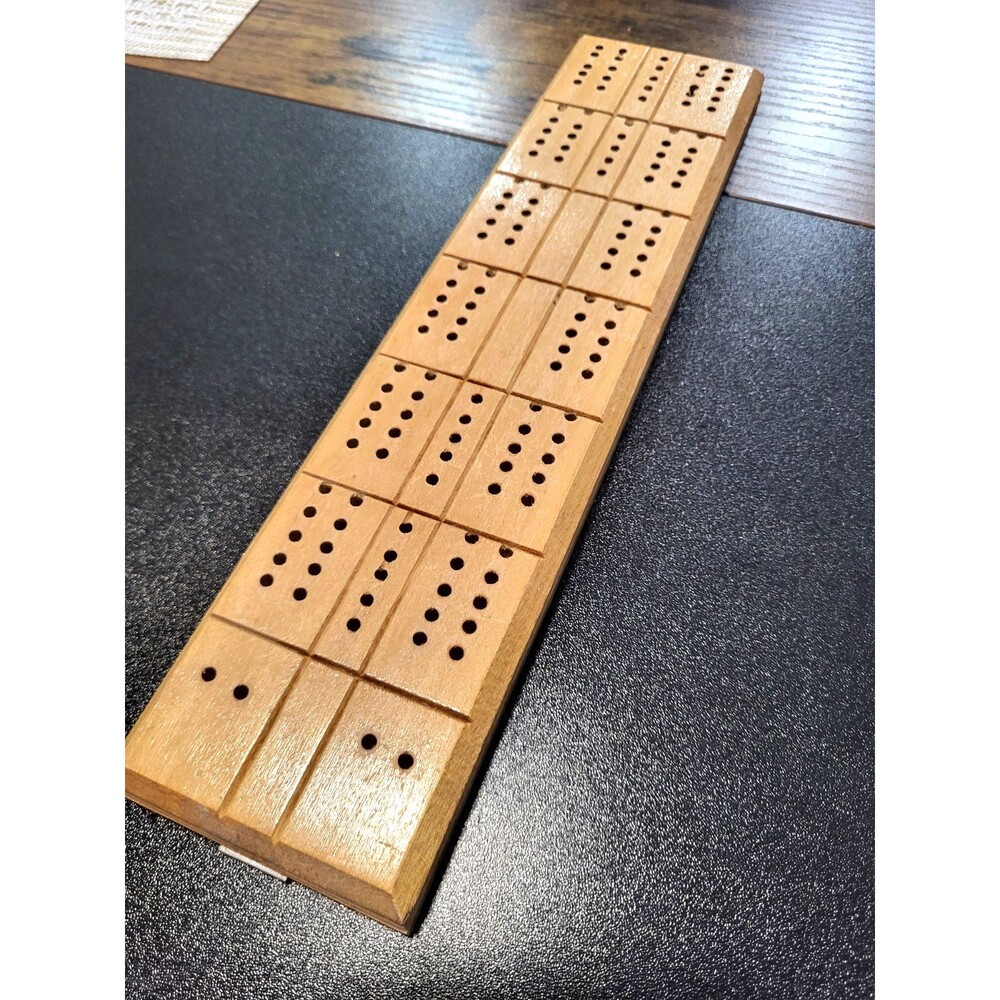 Vintage 60s US Made Wooden Scoring Game Board Milton Bradley Cribbage MCM Decor